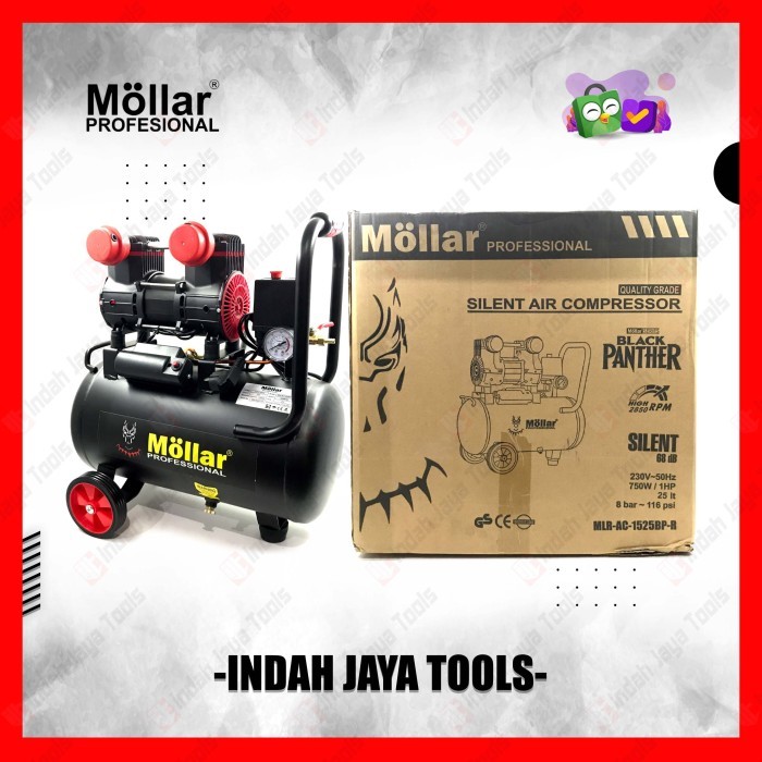 MOLLAR AC1525BP-R Kompresor Angin SILENT 1 HP 25 Liter Oilless Oiless