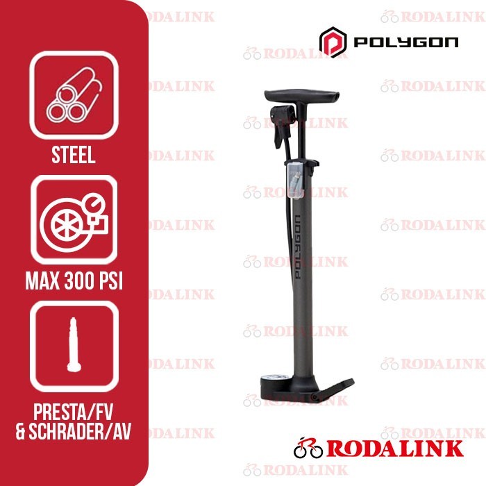 Polygon Pompa Sepeda Shorty Dual Head 160 psi Pompa Ban Sepeda/Pompa Angin/Pompa Motor