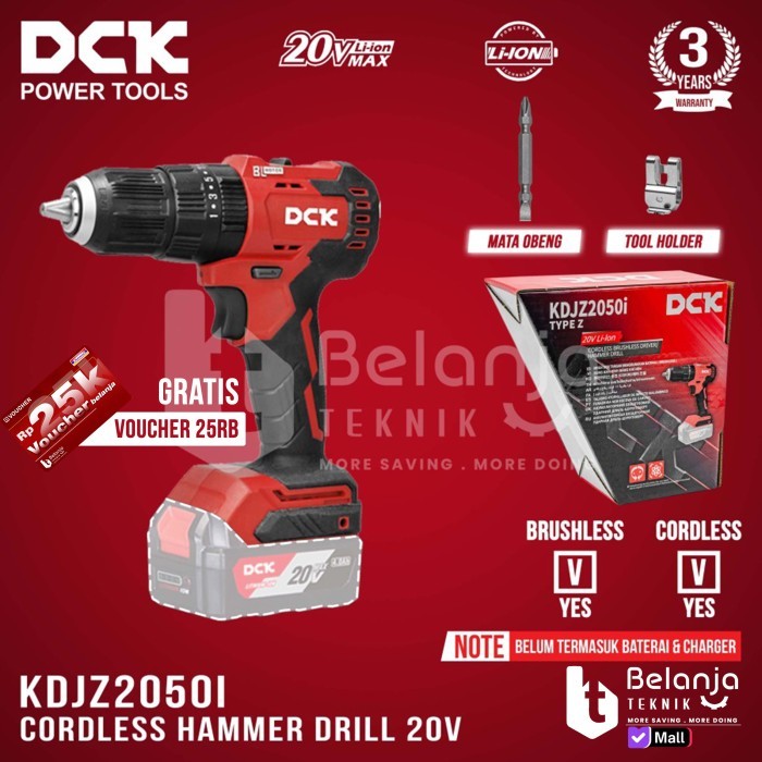 DCK Cordless Hammer Drill KDJZ2050iZ 20V Bor Impact Baterai Unit Only