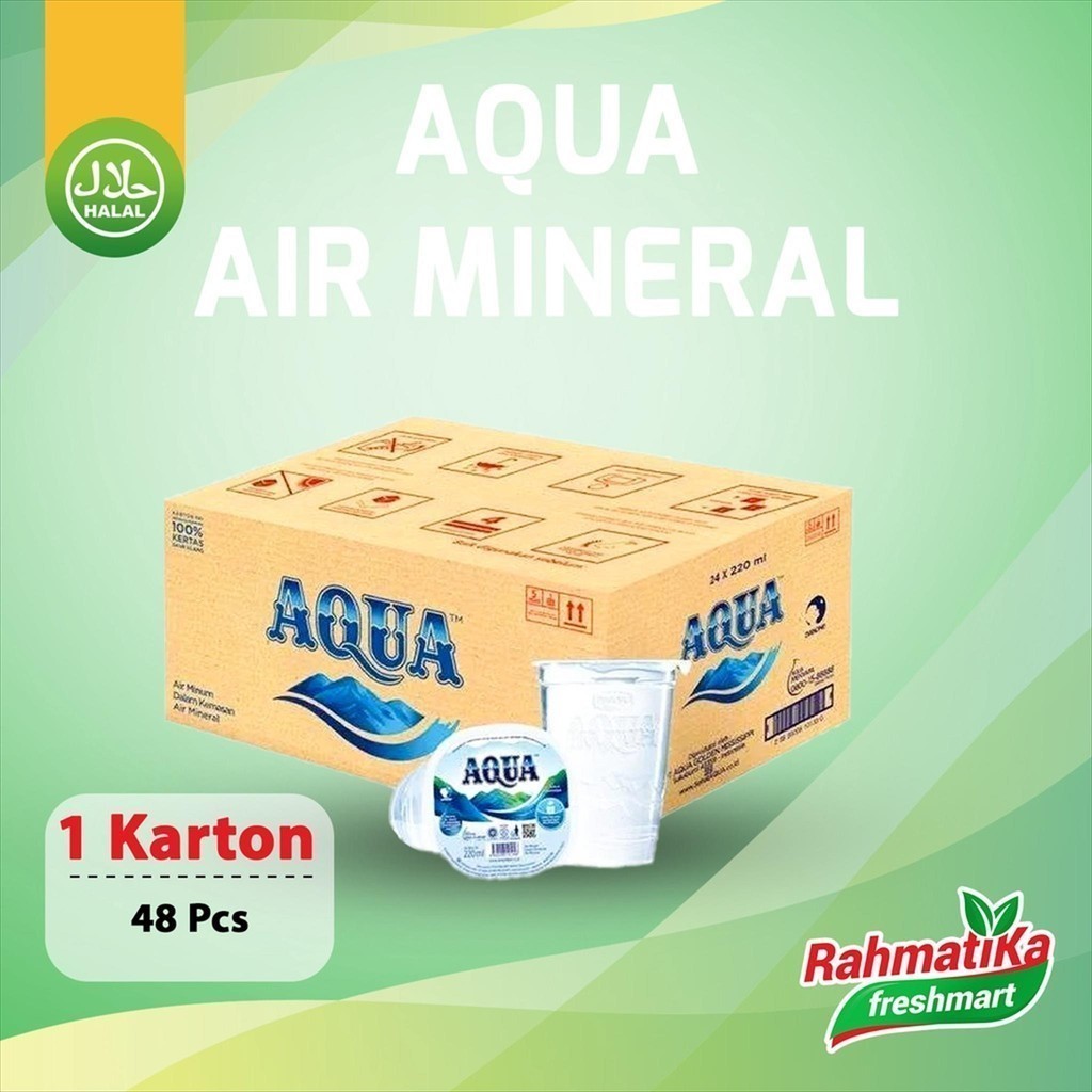 

Aqua Air Mineral Gelas 1 Dus (220 ml x 48 pcs)