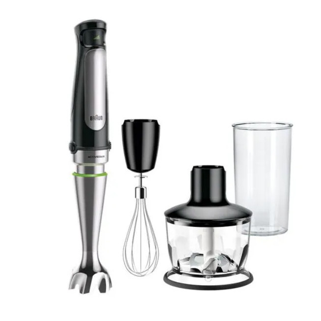 Braun MQ7035X MultiQuick 7 Hand Blender - Hitam, 1000W, 500ml, Stainless Steel