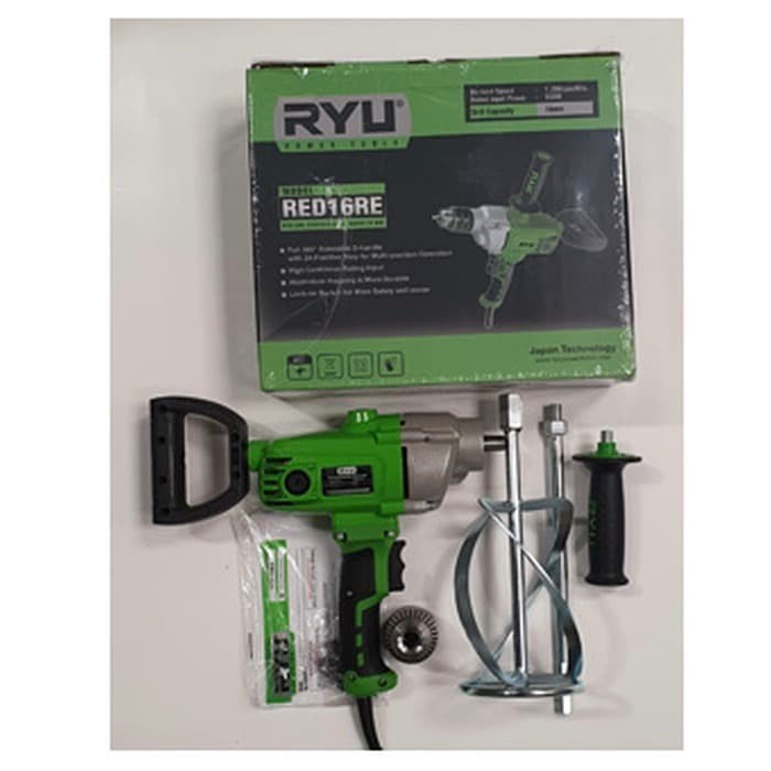 Ryu Tekiro Mesin Pengaduk Mixer Cat Semen Bor Listrik 16 Mm