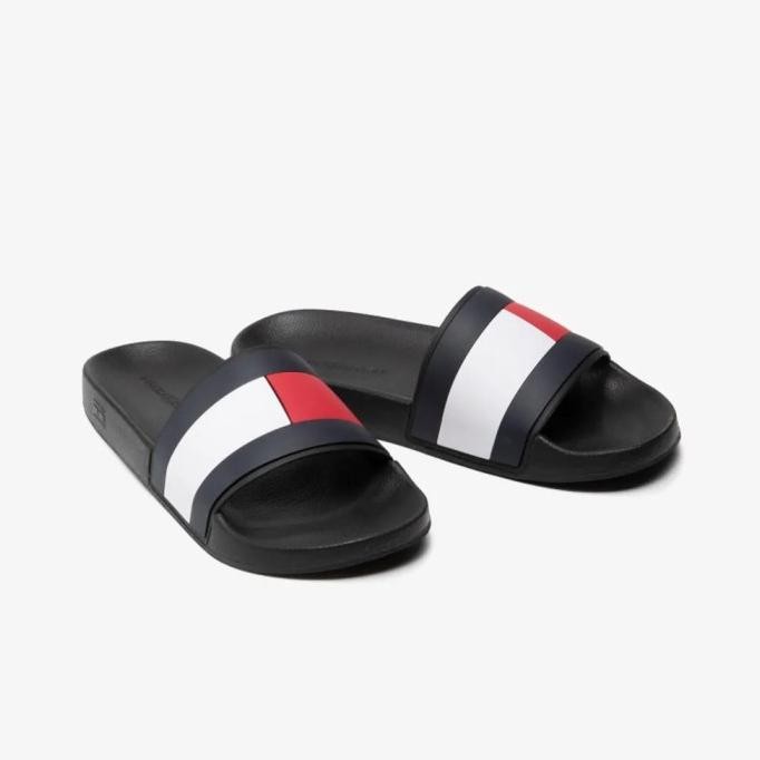Tommy Hilfiger - FLAG POOL SLIDES Original Sandal Pria - Black KAR
