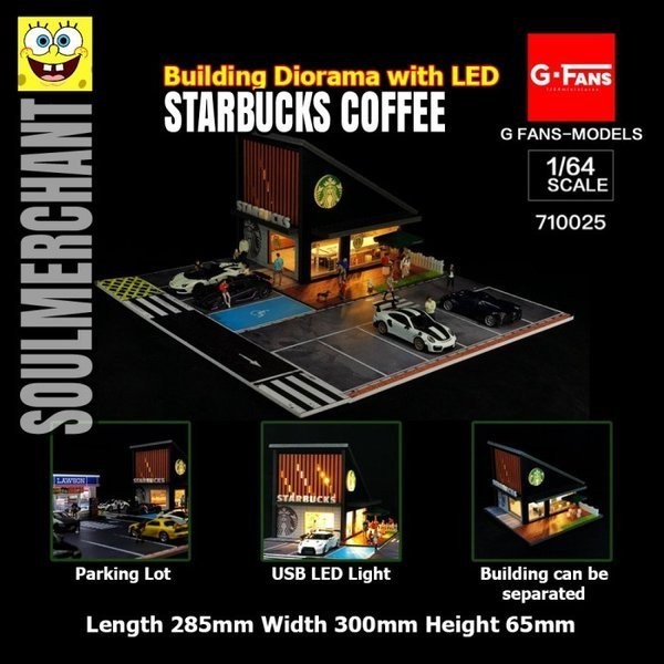 G-FANS MODEL SKALA 64 DIORAMA HOTWHEELS MINI GT STARBUCKS COFFEE WITH
