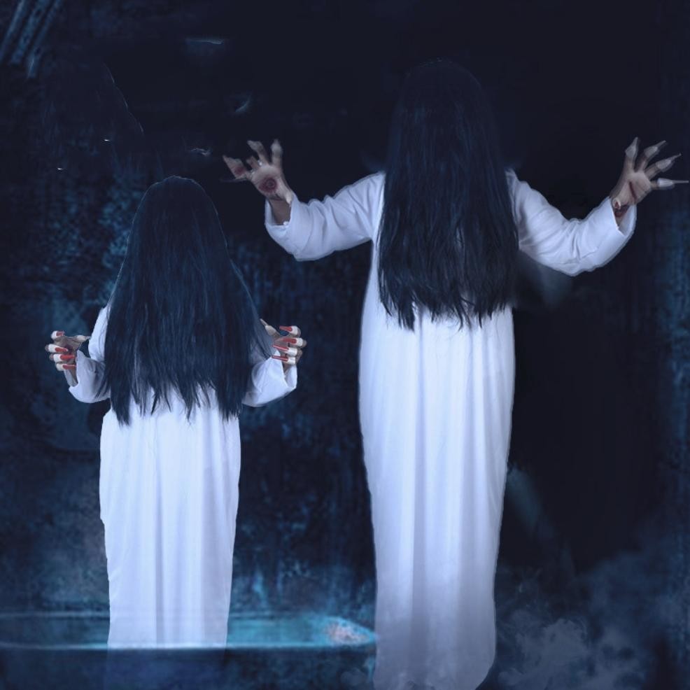 KOSTUM SADAKO HANTU WANITA SERAM SETAN PAKAIAN HALLOWEEN HALLOWEN HALOWEEN HELLOWEEN HELOWEEN HELLOW