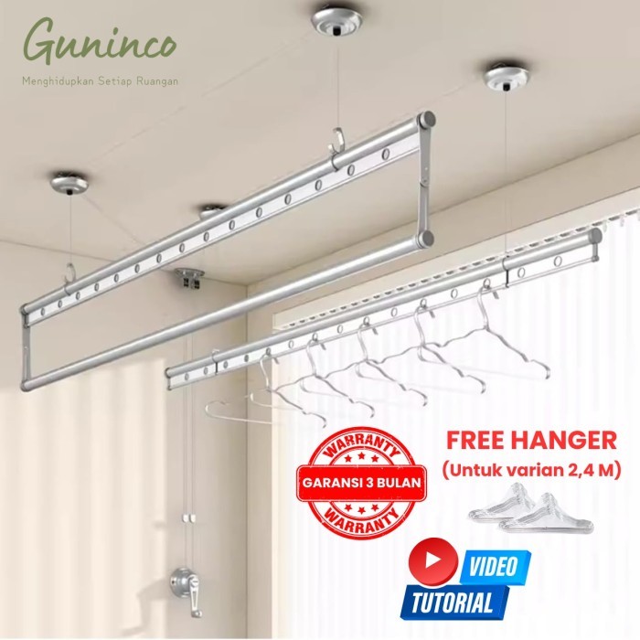 JEMURAN BAJU LIFTING 2.4M / jemuran baju katrol / jemuran baju lifting aluminium