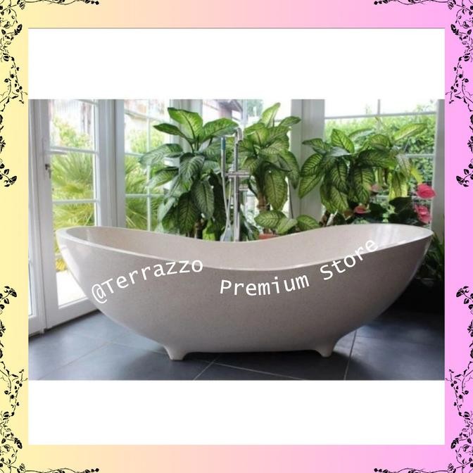 Bathtub teraso tipe lengkung putih handmade | Bethub Terazo tipe lengkung | Bath Tub terraso putih