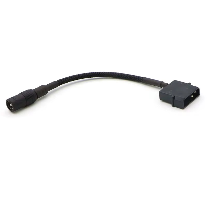 HONYA 10pcs/Lot Free Shipping 15cm Black Sleeved IDE Molex Male to DC 5.5*2.1mm Female Adapter Cable