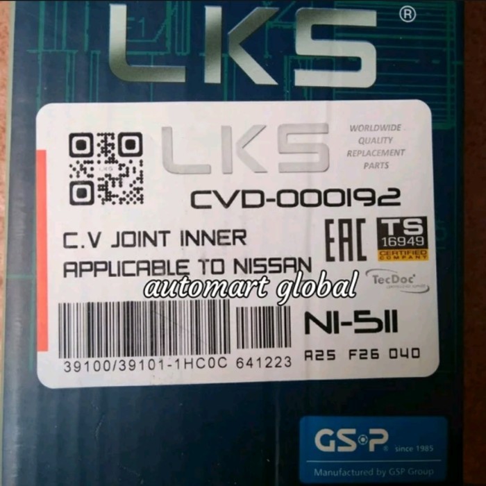 cv joint luar nissan march - dalam metik