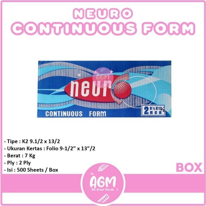 

Continous Form 91/2 x 13/2 2 Ply Neuro NCR / Kertas Komputer