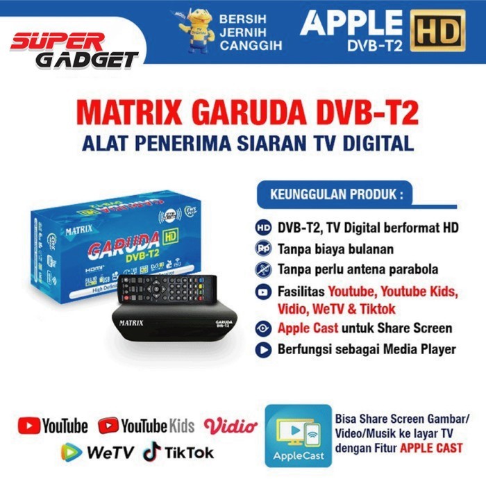 SET TOP BOX MATRIX GARUDA BIRU STB ANTENA TV DIGITAL WIFI
