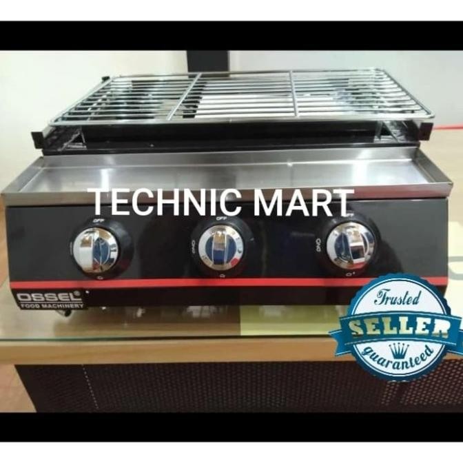 MESIN PANGGANG BBQ ETON OSSEL 3 TUNGKU / GAS ROASTER (SOSIS,AYAM,SAPI) ORIGINAL DAN TERPERCAYA