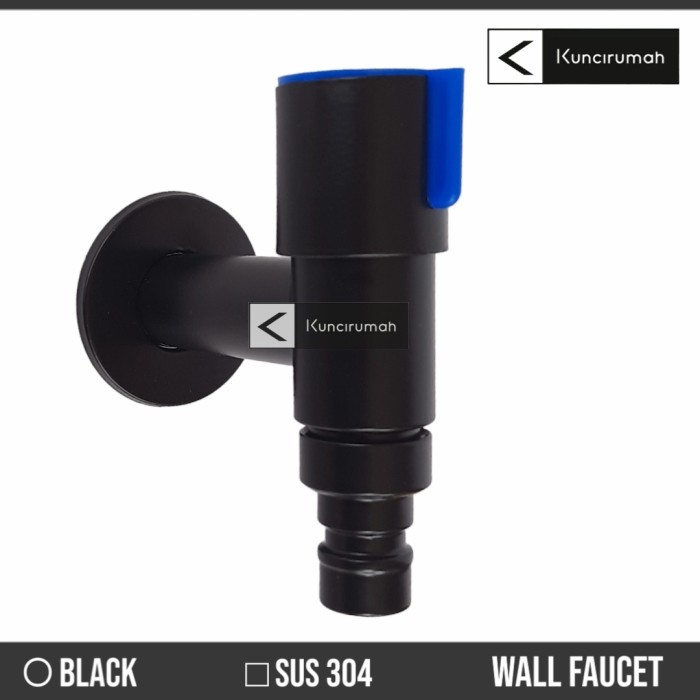 Kran air taman stainless steel hitam doff / Keran mesin cuci