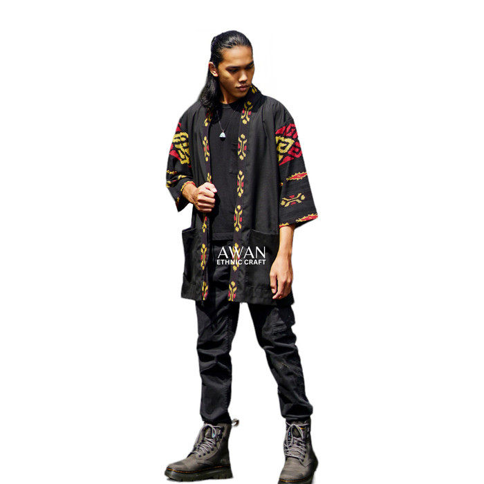 Outer Kimono Pria Tenun Etnik Caraka