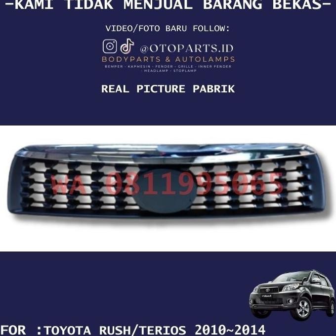 Grill Grille Ram Depan Rush Terios Chrome Hitam 2010-2014 Baru Import Baik Barang