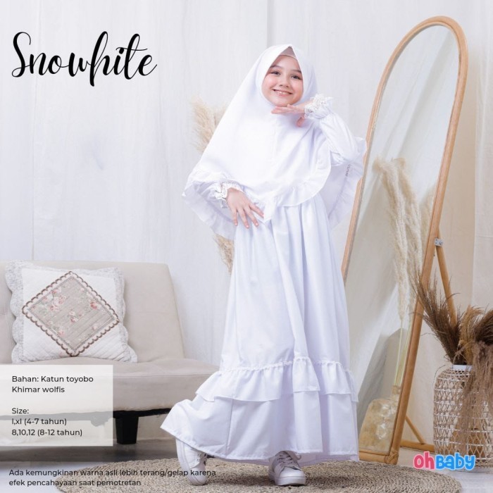 UT525 (4-14 th) Gamis Putih Anak Oh Baby Snowhite CUCI GUDANG