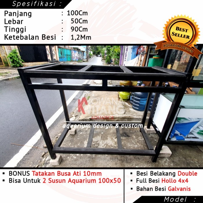 Rak Aquarium / Rak Aquarium Besi Hollo 2 Susun Ukuran 100x50 Besi 4x4