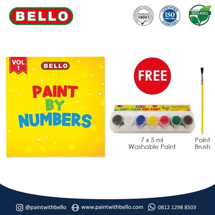 

BELLO PAINT by NUMBERS - Buku Melukis Anak dengan Kuas dan CAT 7 WARNA