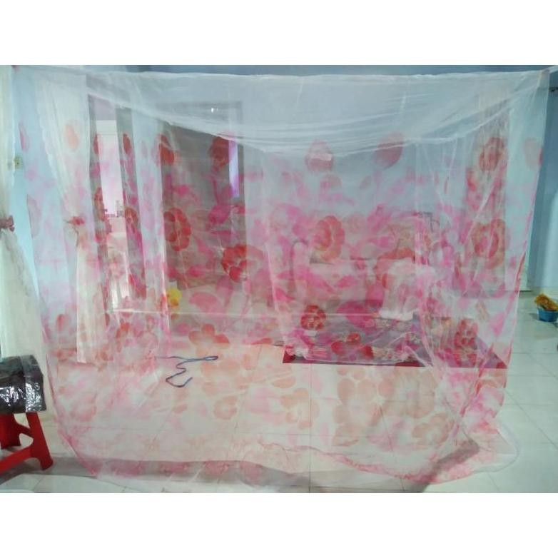TERLARIS KELAMBU NYAMUK KELAMBU KOTAK Motif Bunga Murah Kelambu Jumbo Me41
