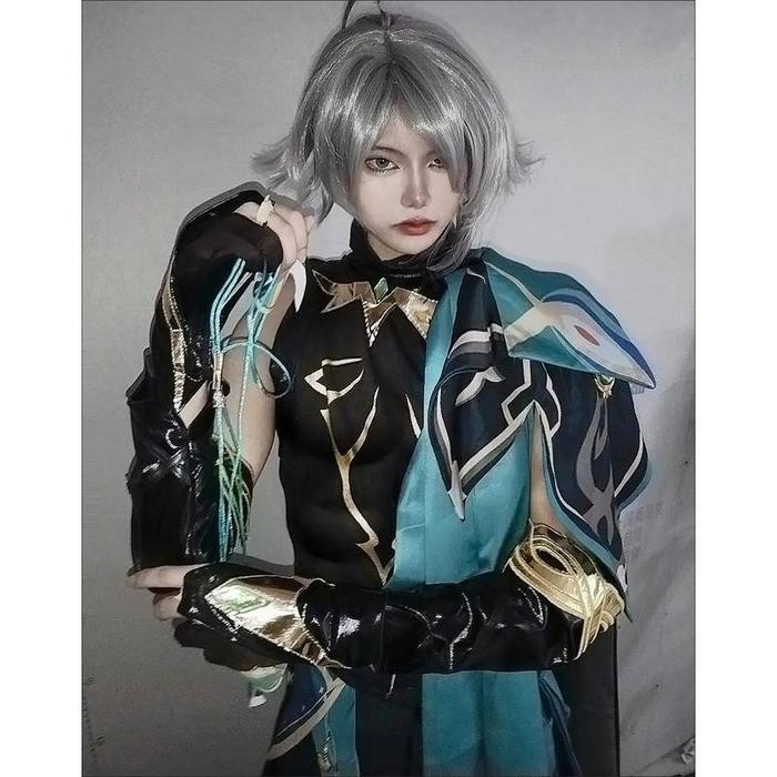 WetroseGenshin Impact Alhaitham Sumeru Cos Baju Cosplay Costume Wig Set