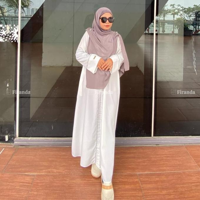Firanda Abaya Nazwa - Gamis Hitam Wanita Muslim Payet Basic Dress Umroh Lebaran Cantik Mewah Simple 