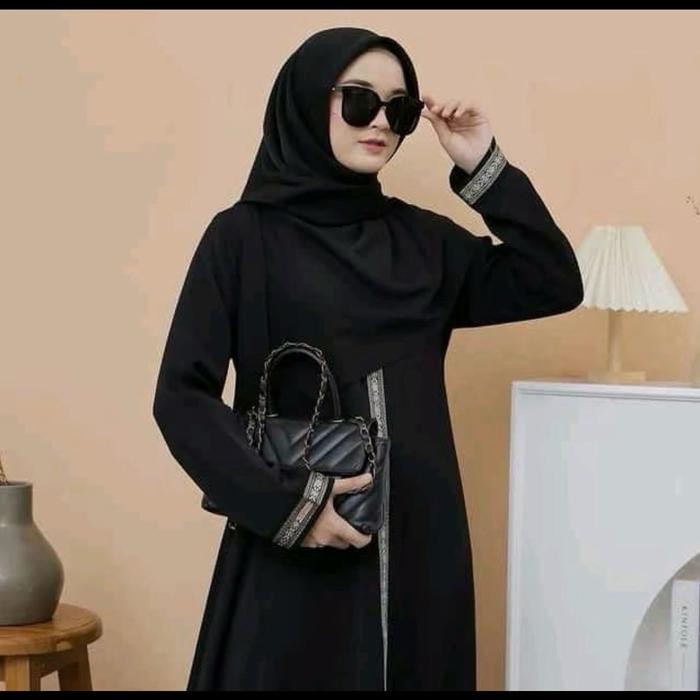 New Dress Maxi Abaya Hitam Simple Remaja Gamis Hitam Premium Arab Wanita Muslim