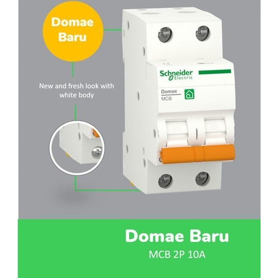 TERMURAH - Mcb 2 pole 10 amper schneider
