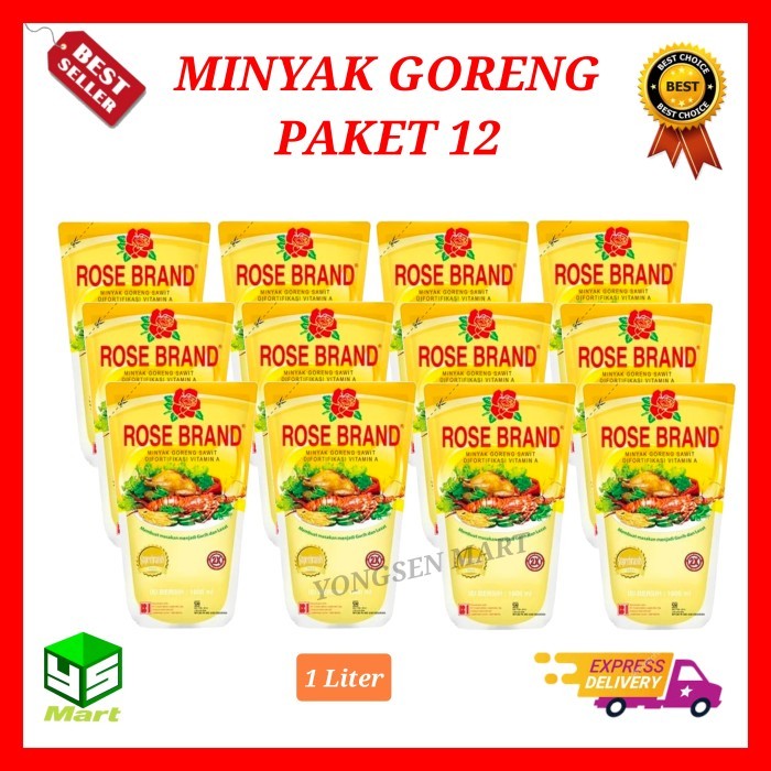 

(Paket 12) Minyak goreng refill Rose Brand 1 liter