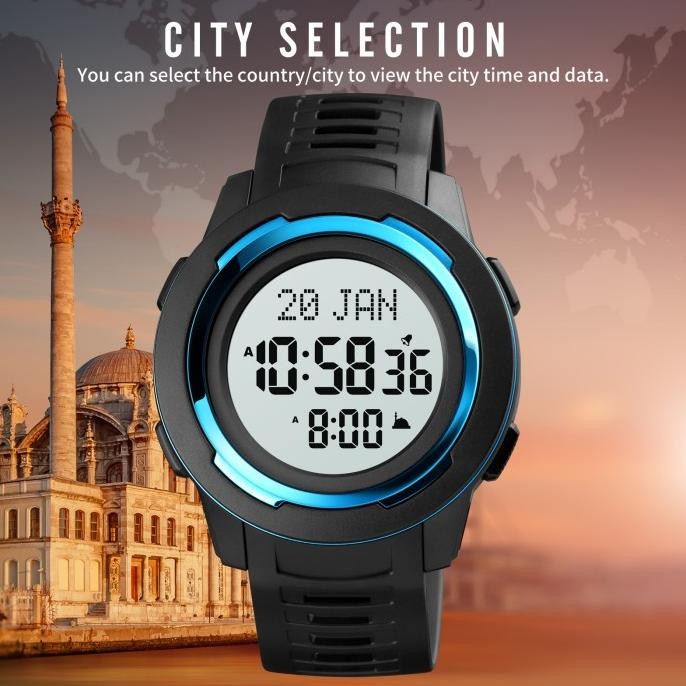 Jam Tangan Pria Qibla/Adzan SKMEI 1729 Digital Original Termasuk Box Terlaris