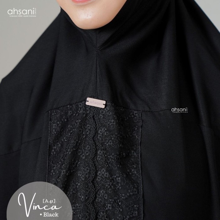 Promo Mukena Terusan Hitam Vinca Ahsani Rayon Adem Tebal Mukena Umroh Haji Ready