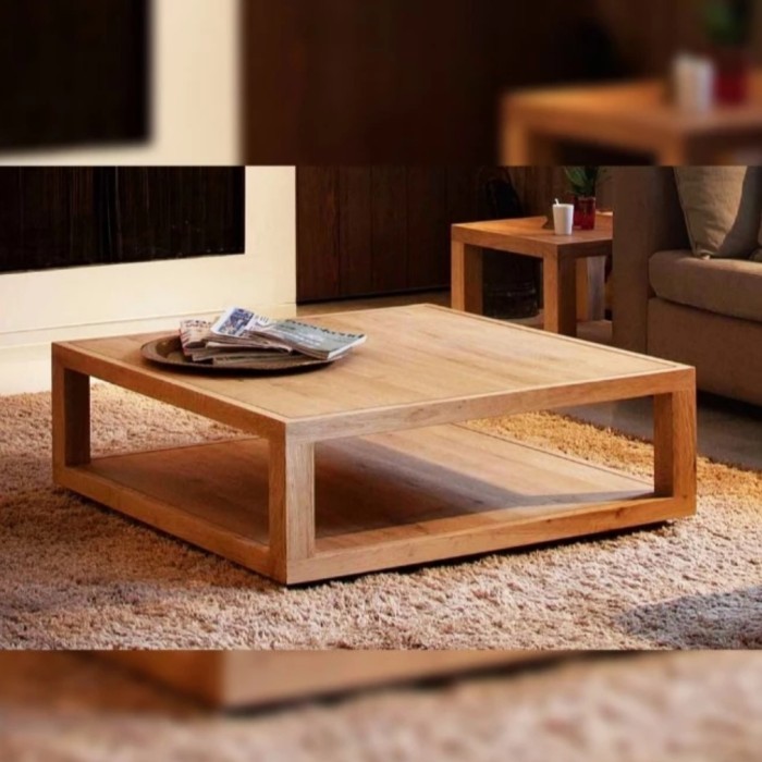 Meja Tamu Kotak Minimalis, Meja Kopi Lesehan Cofee Table Persegi