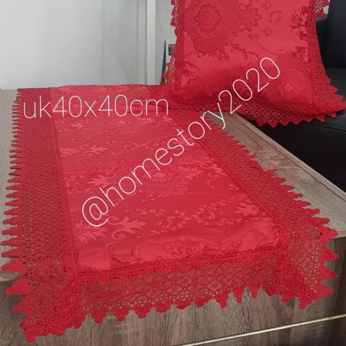 sarung bantal kursi katun renda uk 40x40 cm - sarung bantal sofa r3