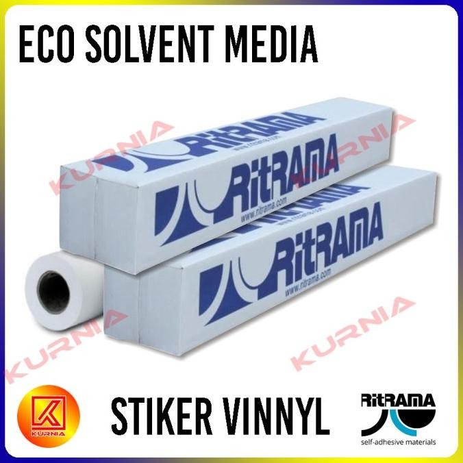 

Promo Stiker vinyl Ritrama / Vinnyl Eco Solvent / putih polos L = 105 cm COD