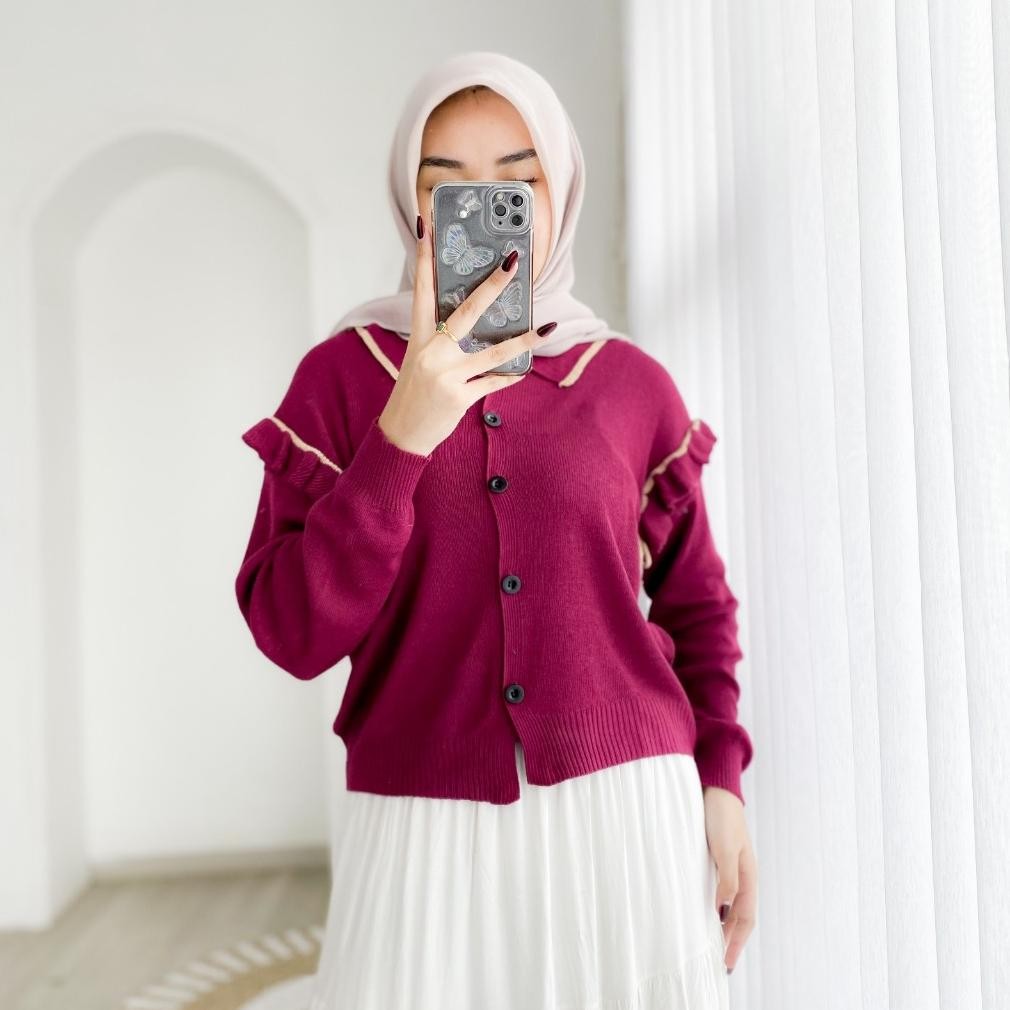 ASHELA CARDI - Cardigan Rajut Hangat Cardigan Kancing Depan atasan Cardigan Korean