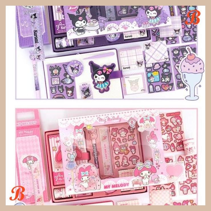 

| KK | SANRIO LUXURY NOTEBOOK FULLSET 9 IN 1 GIFT BOX /DIARY GIFT BOX KUROMI & MELODY /NOTEBOOK KUROMI SET