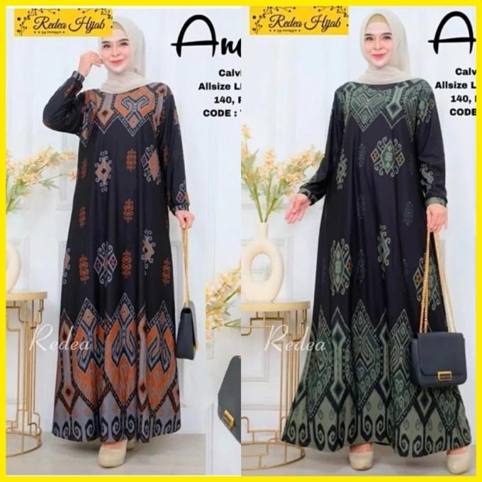 Gamis Kaos Calvin Jeans Batik Jumbo Dress Panjang Wanita Muslim Tebal Terlaris