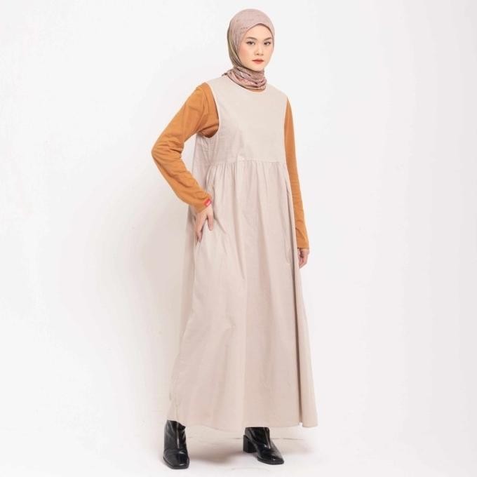Dress Wanita Muslim Dauky Inner Dress Sleeveless Ruffles Katun Best Seller