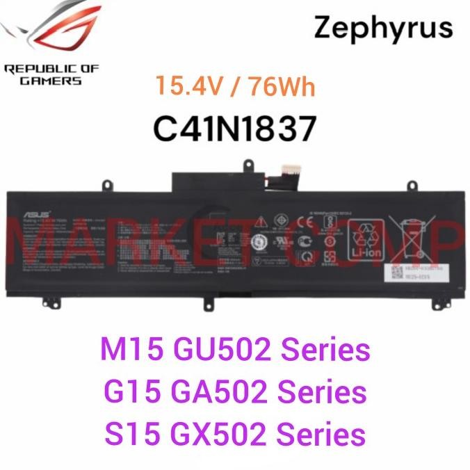 New C41N1837 Original 0B200-03380100 4Icp4/59/134 15.4V 76Wh Internal Gaming Battery Baterai Asus Ro