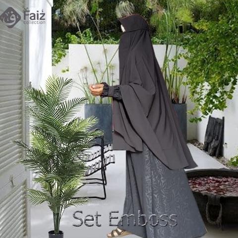 HK GAMIS WOOLPEACH EMBOS / SET GAMIS SYAR'I TERLARIS