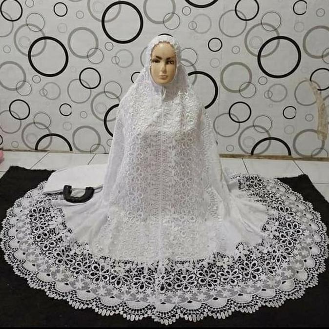 Miliki Mukena Sutra Prada Bordir Putih