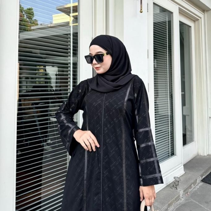 Best Promo, Abaya Wanda Jetblack Embos Alkhatib Collection S M L Xl Xxl  Muslim Wanita Gamis Turki D