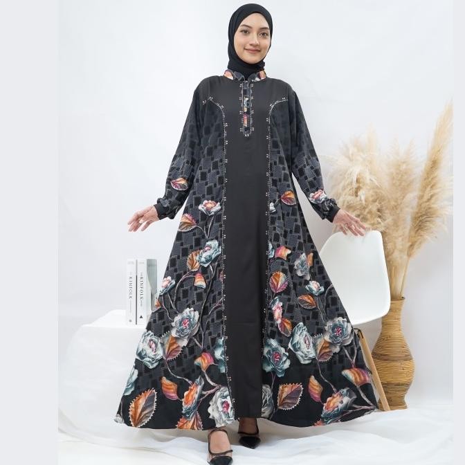 Super Hot, Baju Gamis Wanita Abaya Hitam Turkey Hikmat Jetblack Viscose