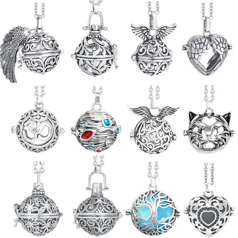Music Chime Mexico Angel Ball Caller Locket Necklace Antique Vintage Pregnancy Essential Oil Diffuse