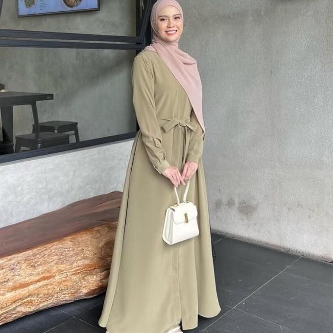 Elmiza - Kinan Dress Bahan Premium Beverly Lux Simple Elegan Dress Muslim Wanita Polos Kekinian Best