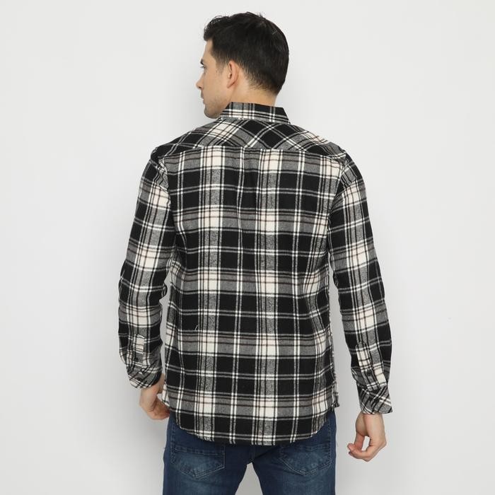 Platini Kemeja Pria Flanel Panjang Hitam 76290