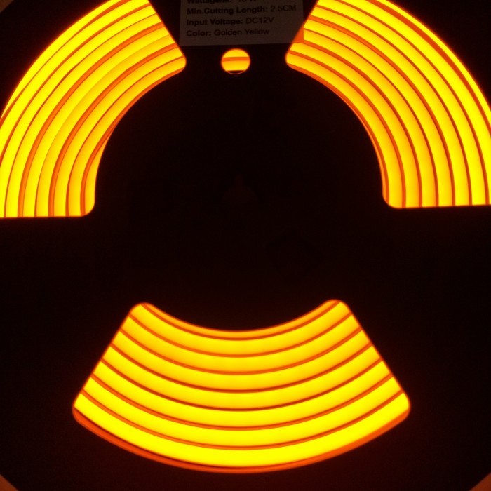 YIMAI lampu LED neon flex YIMAI DC 12 V 5 M warna golden yellow