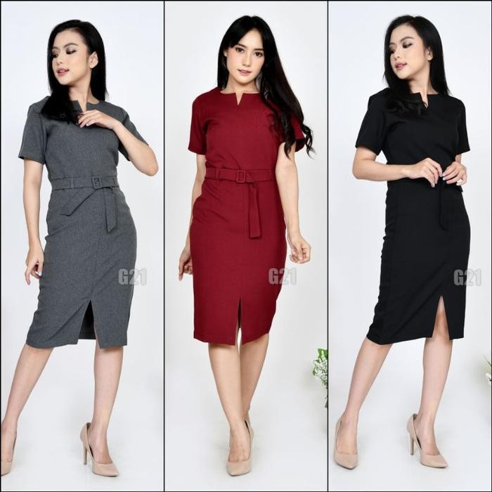 Dress bisnis Kerja Wanita mewah Kantor dress pesta seragam spg Formal High Premium Quality Midi