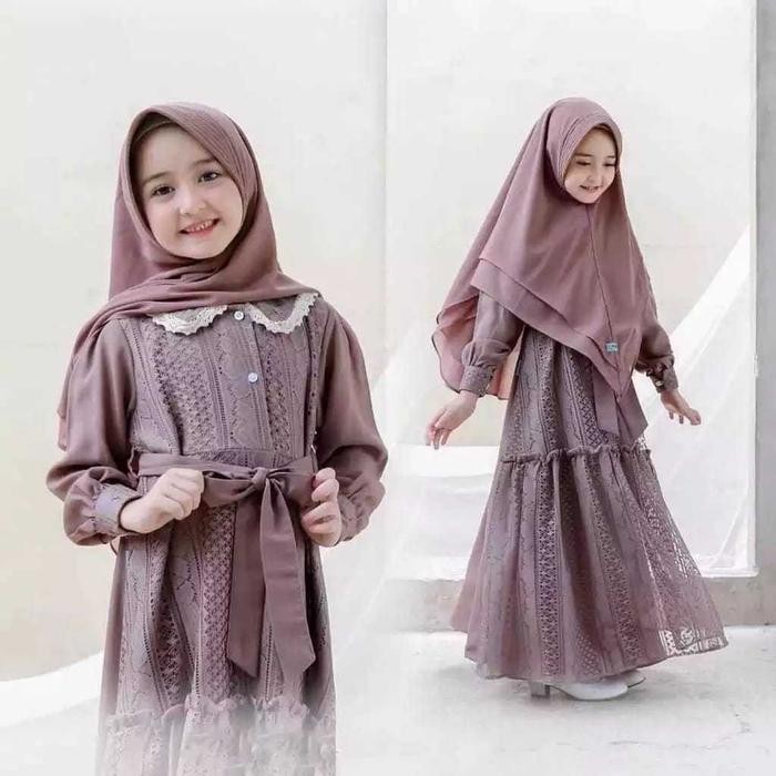 Umma kids set khimar gamis anak perempuan usia 5-14 tahun / gamis syari anak kondangan terbaru Dress