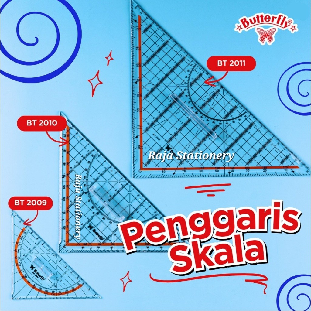 

Butterfly TRIANGULAR Ruler 30cm Precision Scala 90° Technic / Penggaris Butterfly Sudut 30cm Scala 2011 RAJA BIG BOX