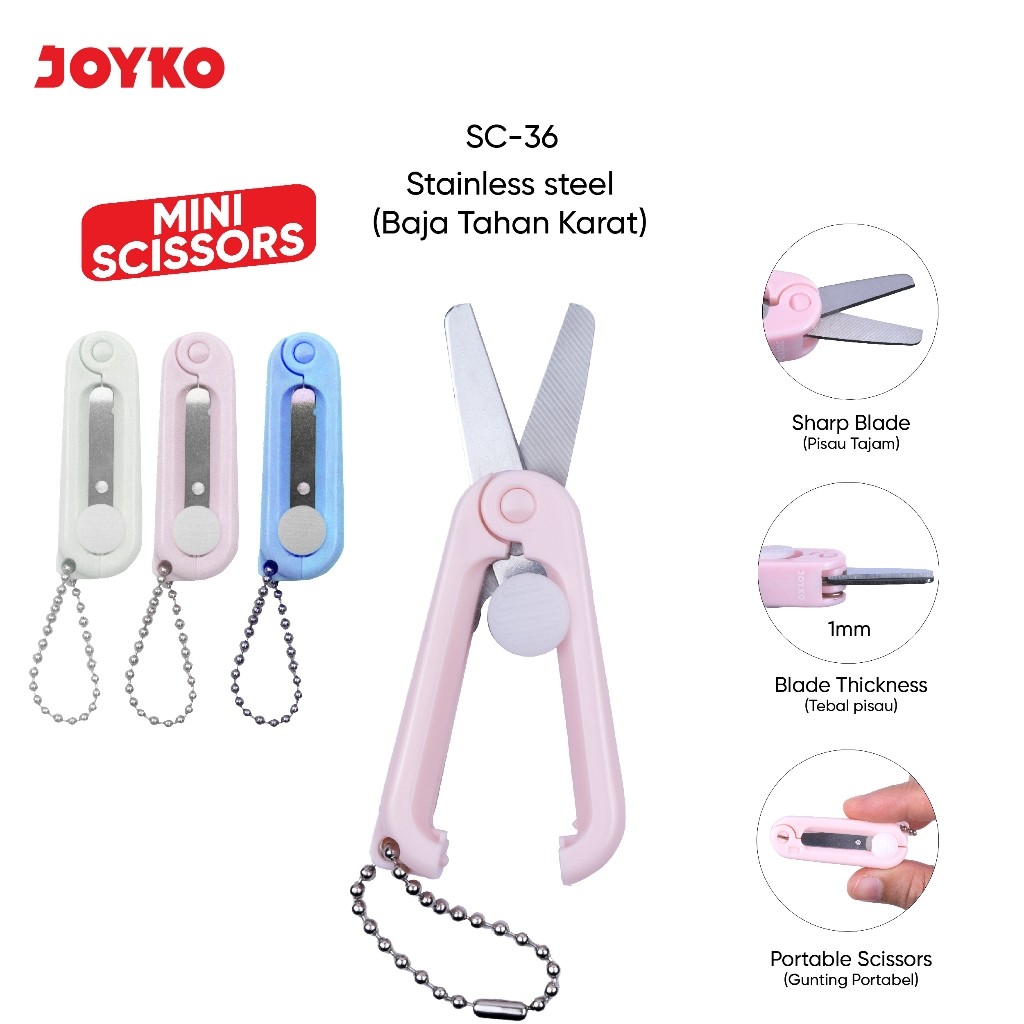 

Joyko PORTABLE SCISSOR MINI / Gunting Lipat Kantong PORTABEL Mini SC-36 RAJA BIG BOX
